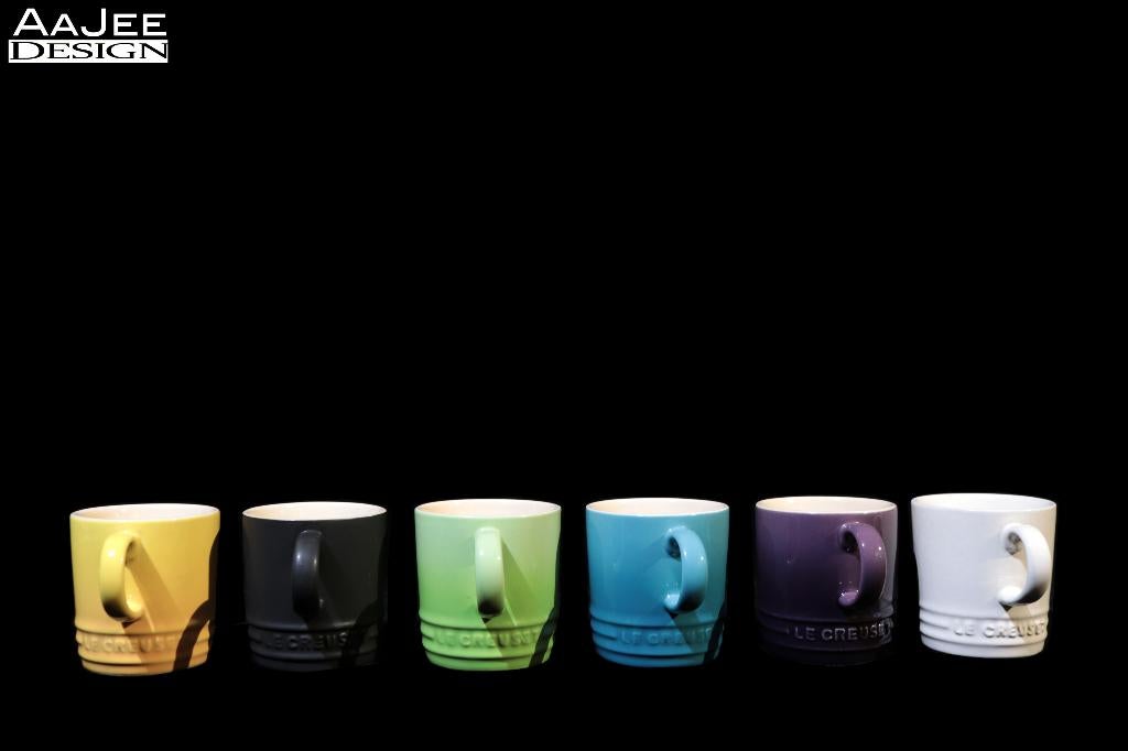 Le Creuset – set van 6 espressokopjes – OUDE KLEUREN, Huis en Inrichting, Keuken | Servies, Ophalen of Verzenden, Zo goed als nieuw