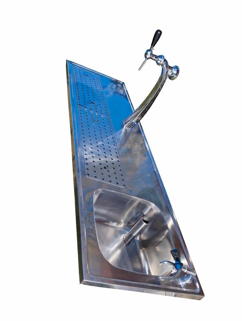 Tapblad lekblad met tapzuil glazenblad spoelbak rvs mancave, Ophalen of Verzenden, Zo goed als nieuw, Overige merken