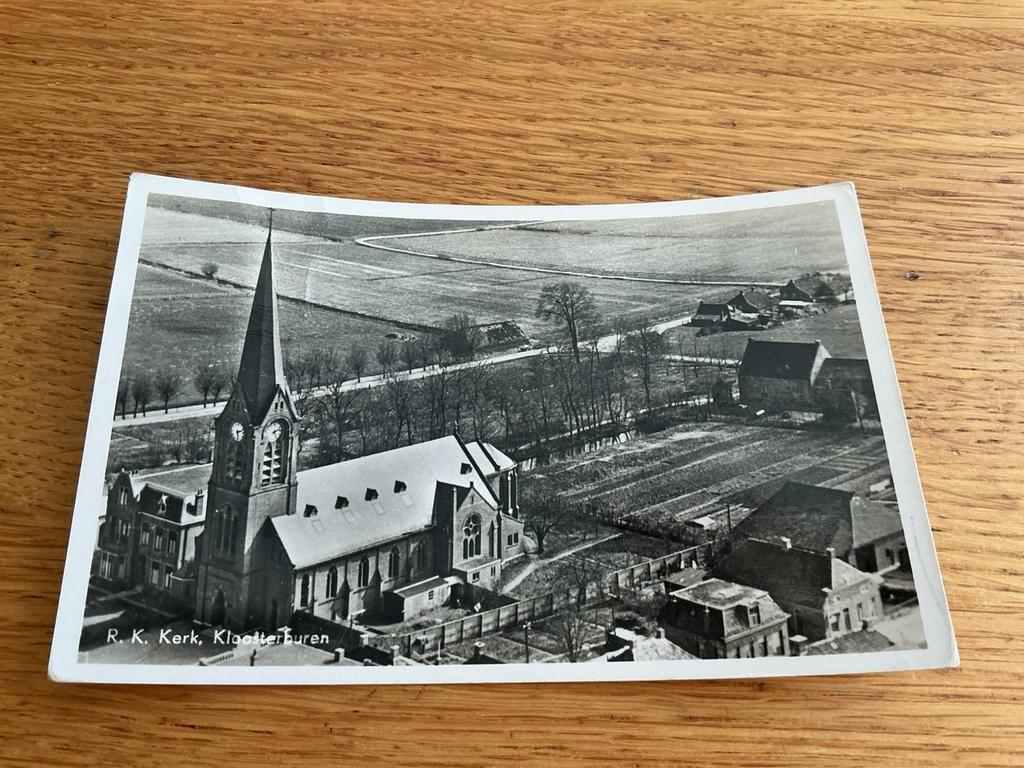 L16 Kloosterburen kerk plakresten vouwen LFN, Verzamelen, Ophalen of Verzenden, 1960 tot 1980