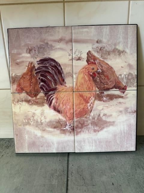 wand tegels met haan en kippen, Ophalen of Verzenden, Zo goed als nieuw