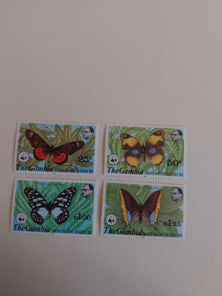 Wwf Gambia 402-405vlinders 1980 postfris mi 100 euro, Ophalen of Verzenden, Dier of Natuur