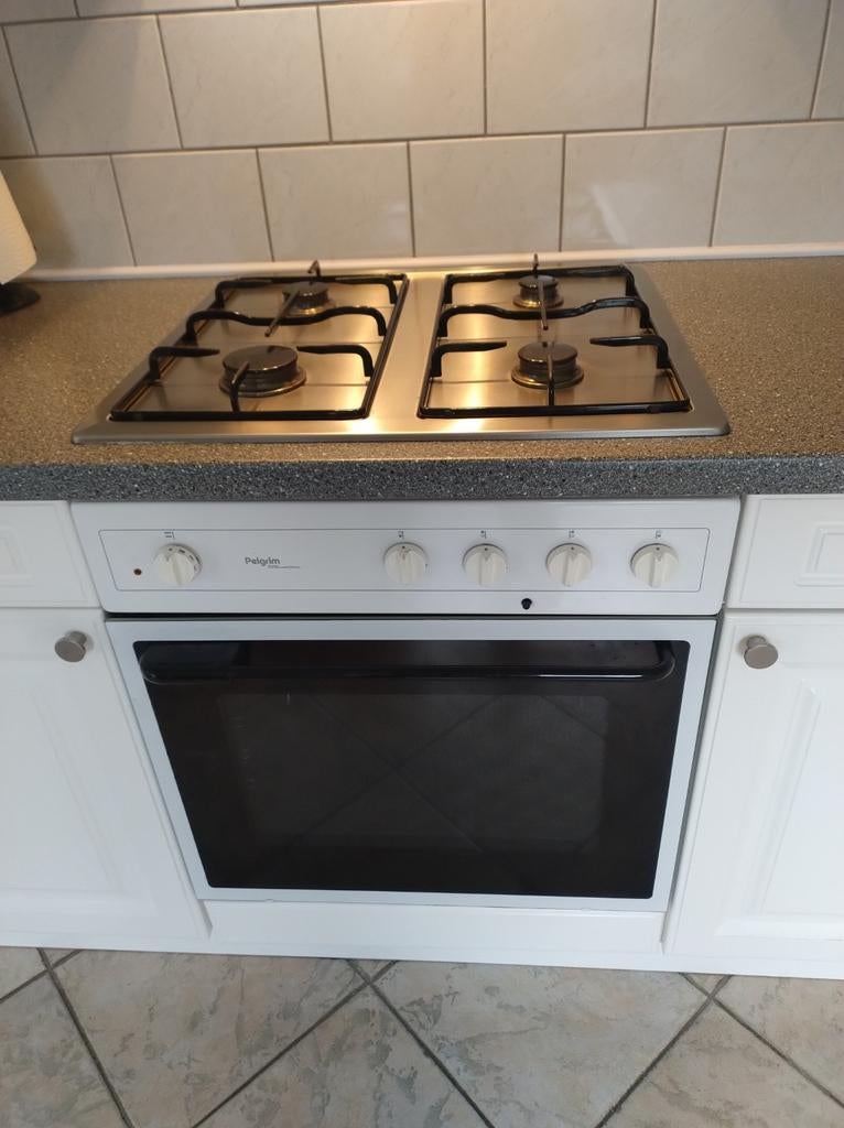 Pelgrim inbouw gasfornuis met oven, Ophalen, 4 kookzones, Inbouw, Gas