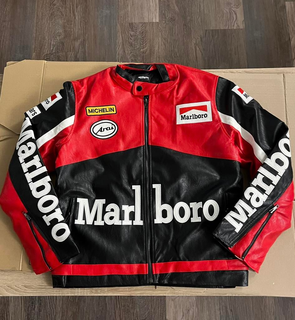 Marlboro Racing jas (maat S) – red leder look vintage, Ophalen of Verzenden, Zo goed als nieuw, Maat 46 (S) of kleiner, Rood