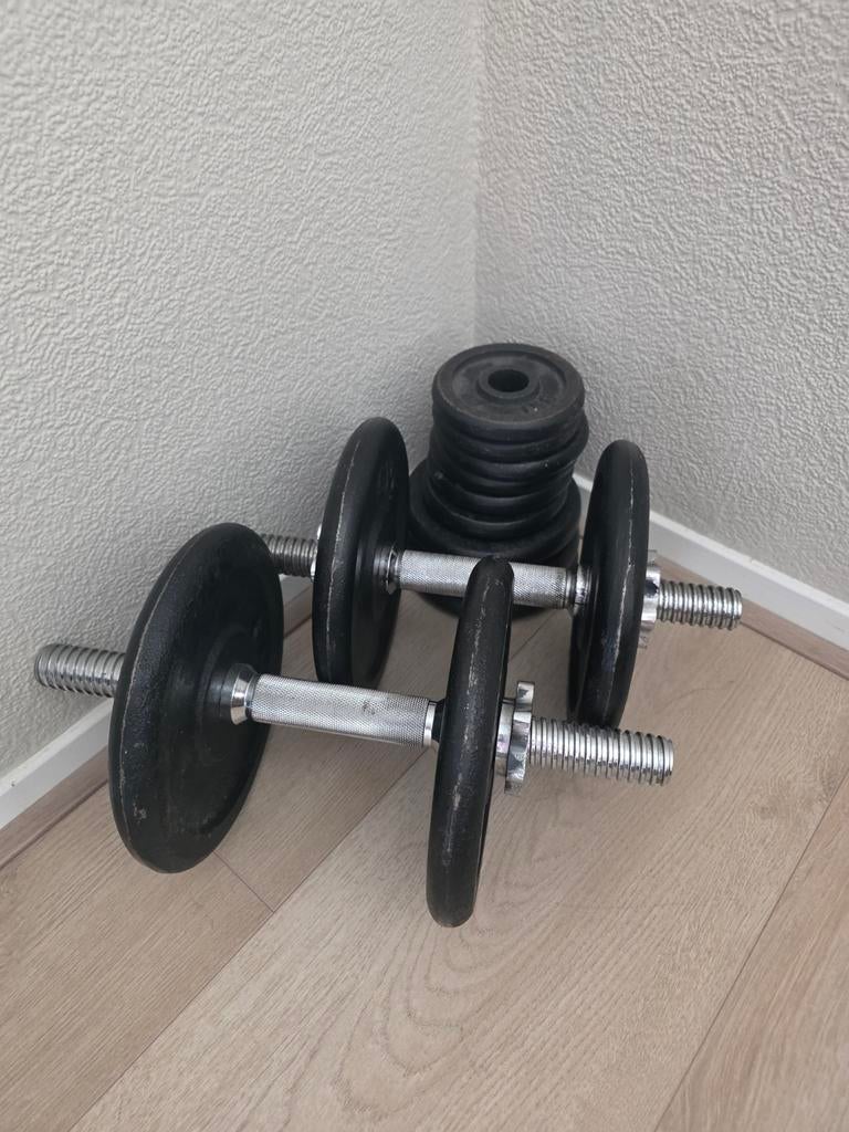 Verstelbare Dumbbells Set met Schijven (2x 5kg, 2.5kg, 1kg), Sport en Fitness, Fitnessmaterialen, Ophalen of Verzenden