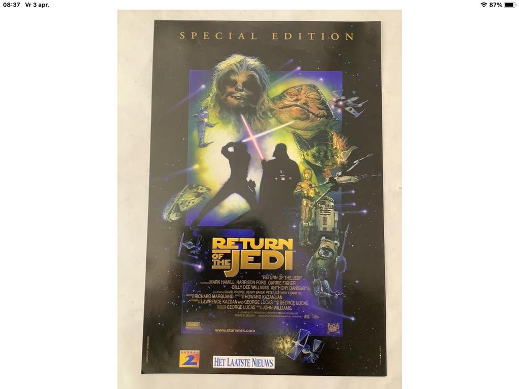 RETURN OF THE JEDI   FILMPOSTER   33-50 cm, Verzamelen, Star Wars, Ophalen of Verzenden, Zo goed als nieuw, Boek of Poster