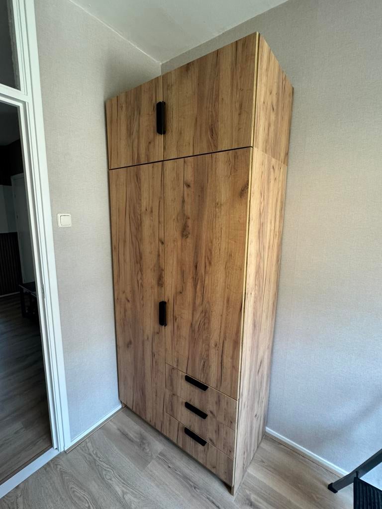 JYSK Jenslev Kledingkast met opbouw, Huis en Inrichting, Kasten | Kledingkasten, Ophalen, 50 tot 100 cm, Zo goed als nieuw, Met lade(s)