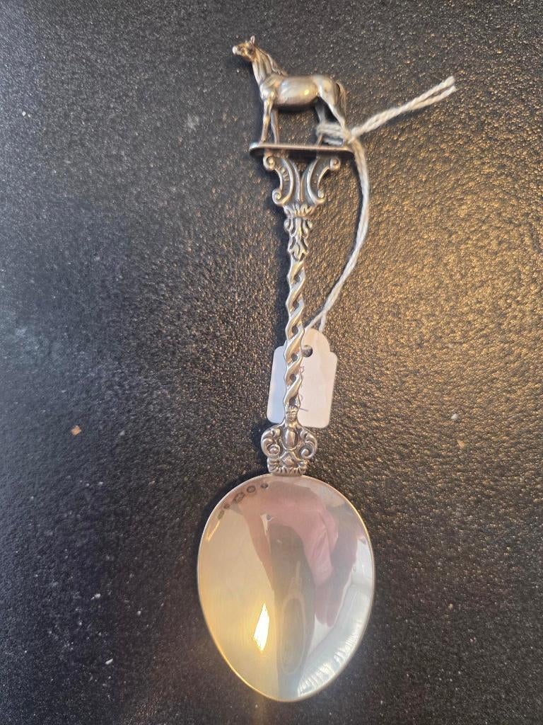 Zilveren Geboortelepel Paard, Antiek en Kunst, Antiek | Goud en Zilver, Verzenden, Zilver