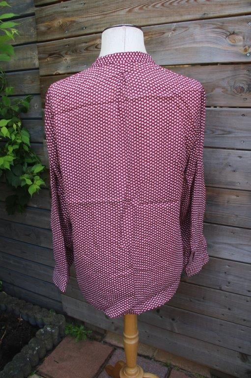 Blouse wijnrood/ wit Massimo Dutti mt 42 transp. Vaste prijs, Massimo Dutti, Verzenden, Maat 42/44 (L), Zo goed als nieuw