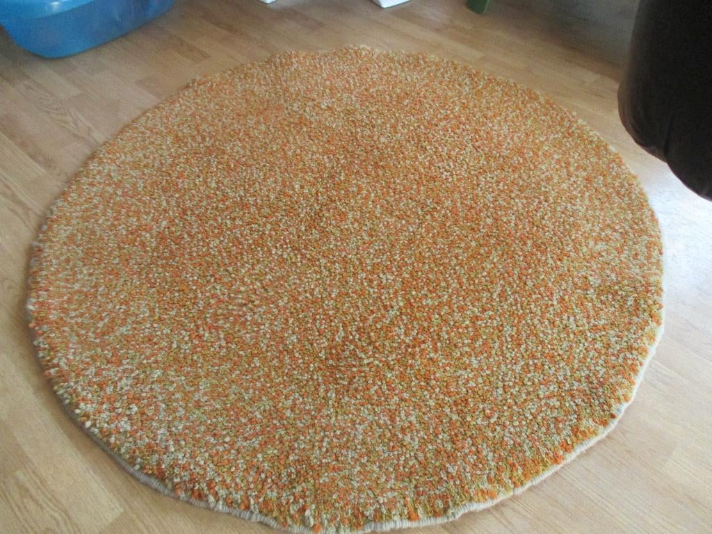 jaren 70 design rond vloerkleed gemêleerd wol 145 cm retro, Huis en Inrichting, Gebruikt, Rond, ?, Jaren 70 design vintage retro 1970s seventies
