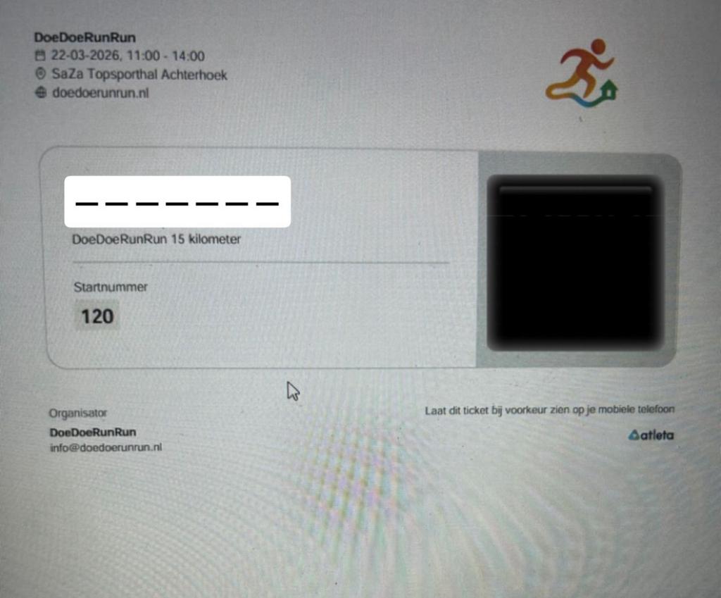 Startbewijs DoeDoeRunRun, Eén persoon