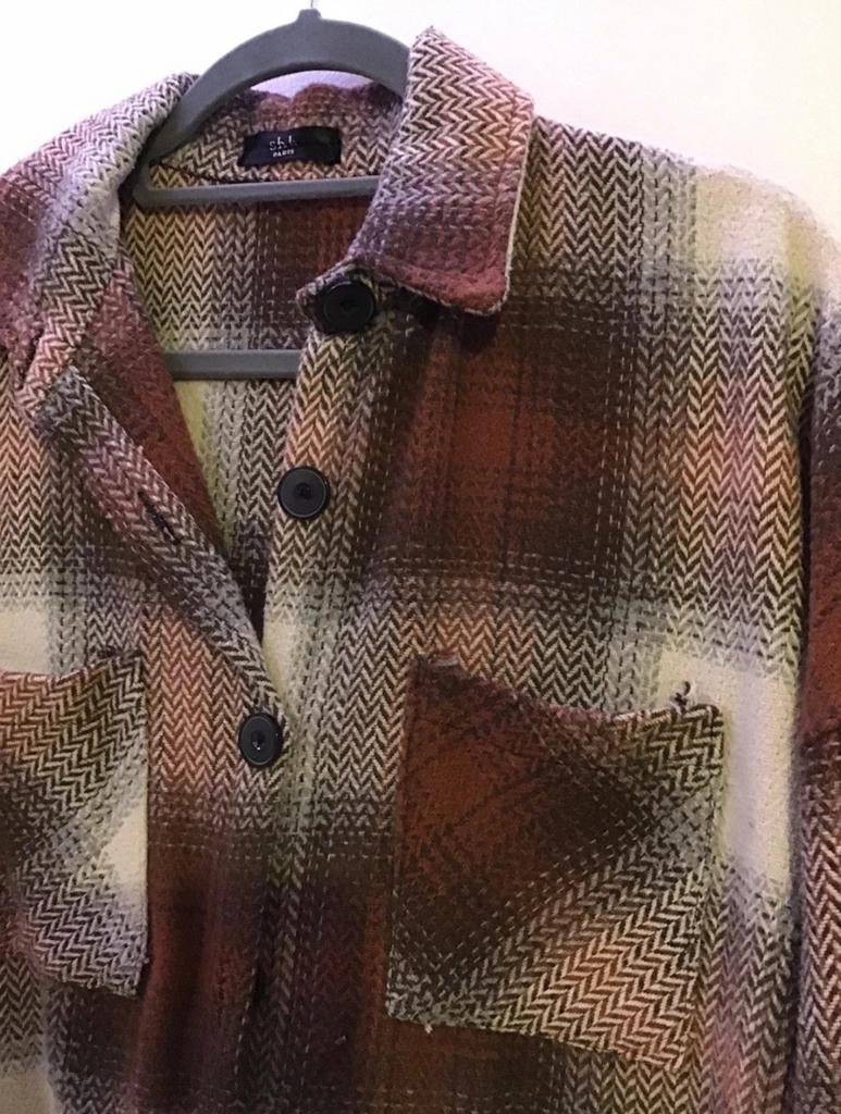 Bruin/wit geruite jas, Maat 38/40 (M), Bruin, Ophalen of Verzenden, Zo goed als nieuw