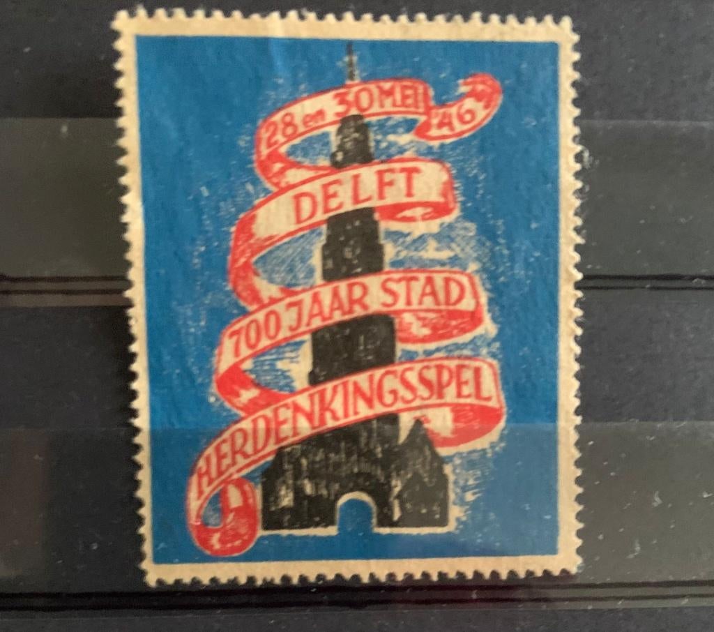 Sluitzegel stads promotie VVV Delft 6, Ophalen of Verzenden, T/m 1940, Gestempeld