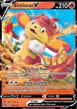 Pokemon - Simisear V (BRS 027 ) Ultra rare, Ophalen of Verzenden, Nieuw, Losse kaart, Foil