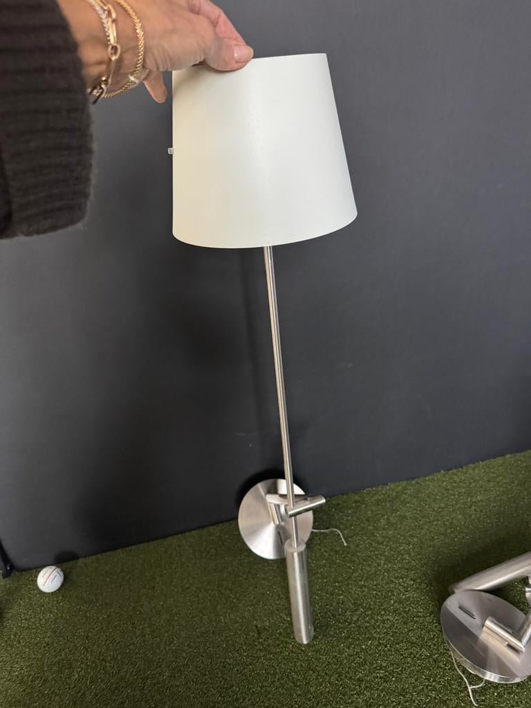 Mooie bedlampen melkglas met rvs kapje 15 x 20 cm met, Ophalen, Zo goed als nieuw, Rond, Minder dan 25 cm