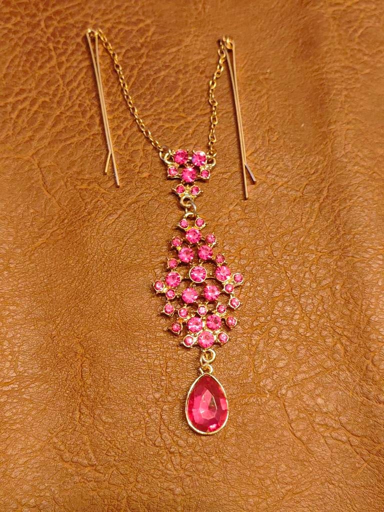 Hoofdsieraad Indiase stijl, roze, Ophalen of Verzenden, Zo goed als nieuw