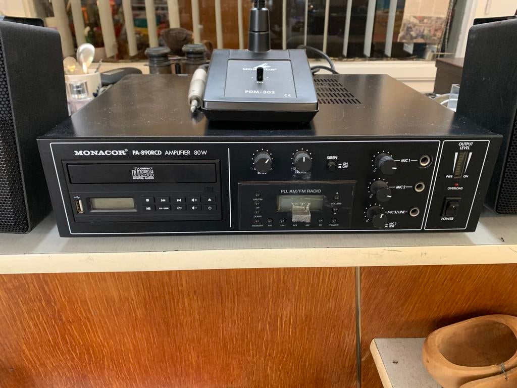 Versterker Monacor PA-890RCD 80W mono PA-mengversterker., Ophalen of Verzenden, Zo goed als nieuw, 120 watt of meer, Overige merken