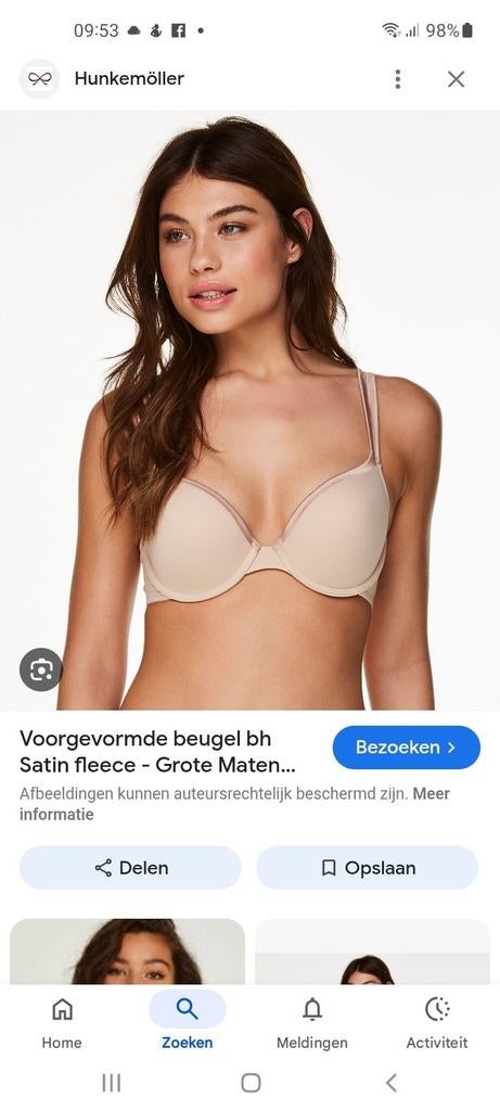 2x satin fleece beugelbeha van Hunkemoller maat 80C, Hunkemöller, Ophalen, Beige, BH