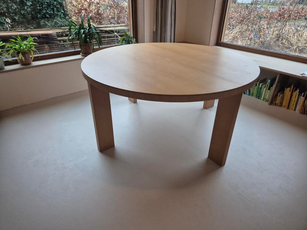 Ronde eiken Arco tafel, uitschuifbaar, Ophalen, Gebruikt, 150 tot 200 cm, Vijf personen of meer