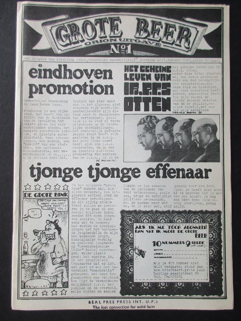 Tijdschrift Grote Beer No.1 Eindhoven, Verzamelen, Tijdschriften, Kranten en Knipsels, Ophalen of Verzenden, 1960 tot 1980, Nederland