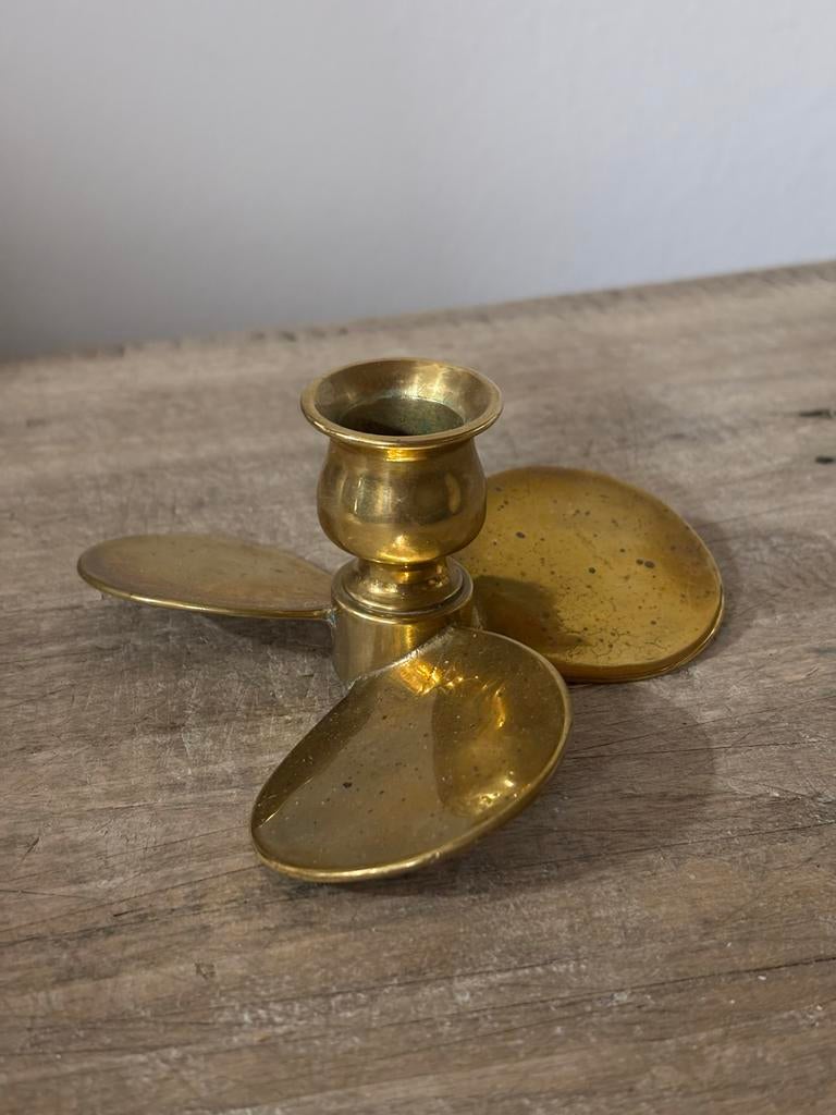 Vintage messing kandelaar schroef, Antiek en Kunst, Ophalen of Verzenden, Koper of Brons