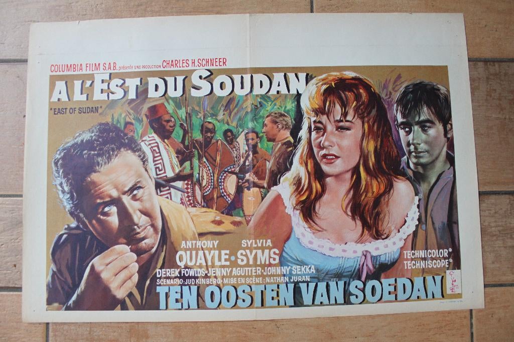 filmaffiche East Of Sudan 1964 filmposter, Rechthoekig Liggend, Ophalen of Verzenden, Zo goed als nieuw, A1 t/m A3
