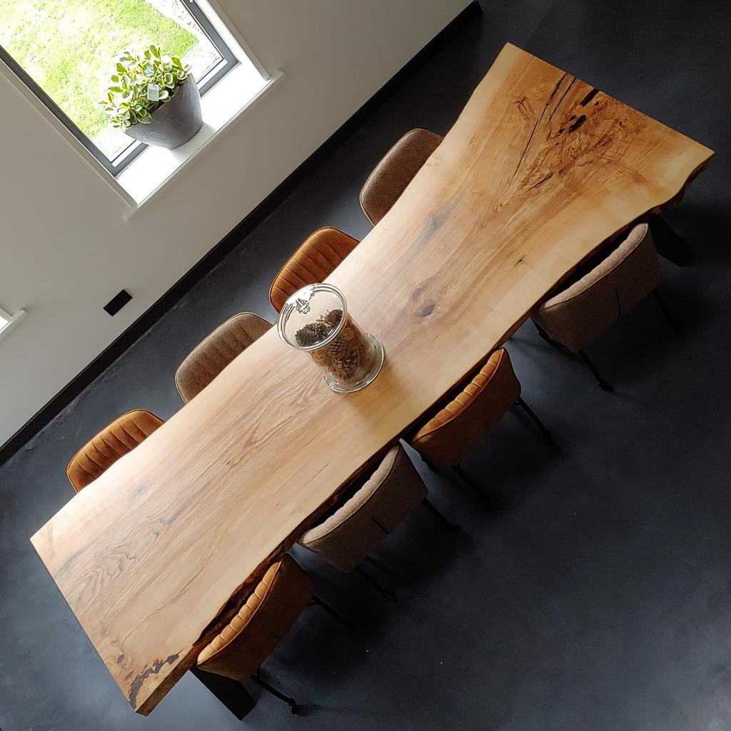 Boomstamtafel uit 1! stuk schaaldeel eiken beuken essen, Huis en Inrichting, Tafels | Eettafels, Nieuw, Rechthoekig, Ophalen