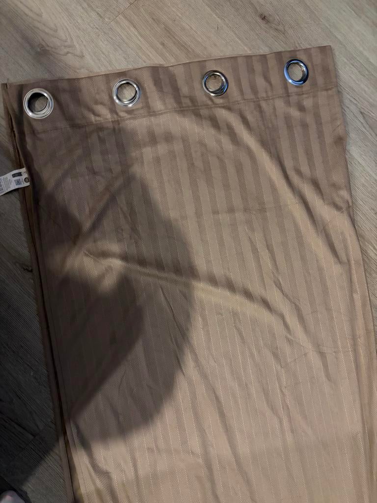 Bruin beige gordijnen (3 stuks) - 140x260 cm, Huis en Inrichting, Stoffering | Gordijnen en Lamellen, Ophalen of Verzenden, Zo goed als nieuw