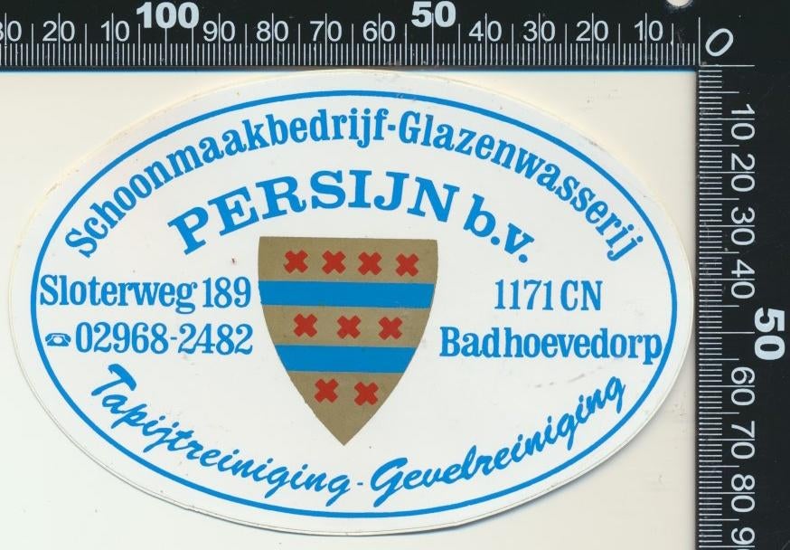 Sticker: Persijn Schoonmaakbedrijf - Badhoevedorp, Verzenden, Zo goed als nieuw, Bedrijf of Vereniging