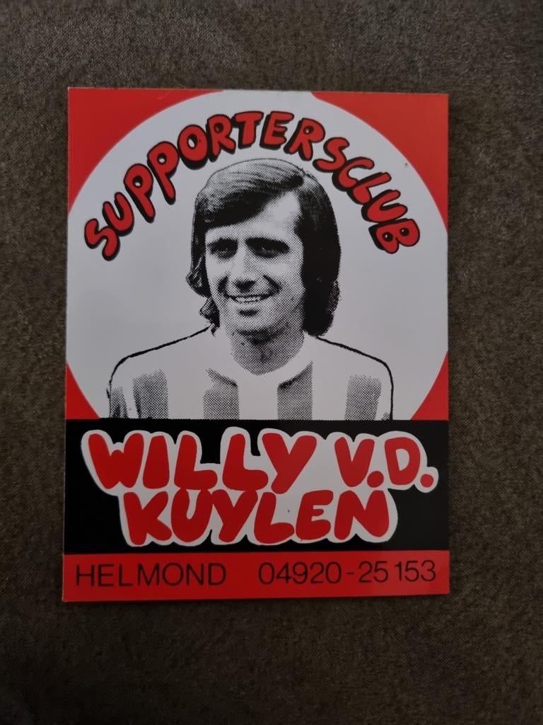 Sticker Willy van der Kuylen P.S.V., Ophalen of Verzenden, Zo goed als nieuw, Poster, Plaatje of Sticker