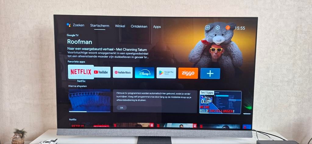 Phillips  55oled907 B&W geluid ambilight 2022/2023, Ophalen, Philips, Zo goed als nieuw, 100 cm of meer