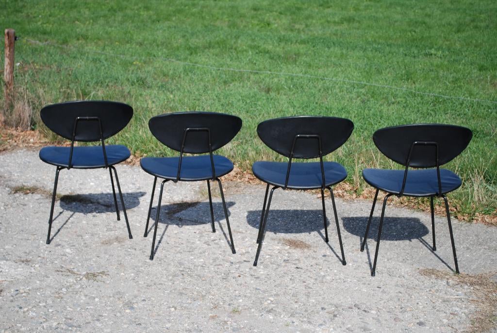 Set van 4 originele skai stoelen van Rudolf Wolf, Ophalen, Gebruikt, Zwart, Vintage