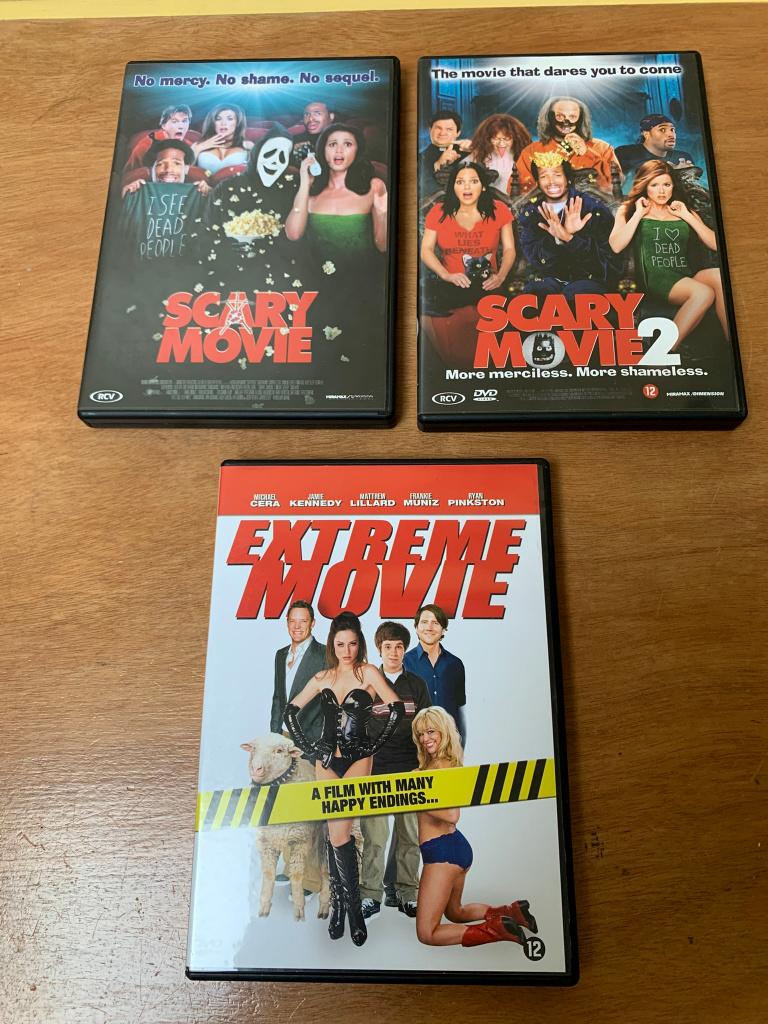 3x Parody DVD - Scary Movie 1+2 / Extreme Movie, Vanaf 16 jaar, Verzenden, Zo goed als nieuw, Actiekomedie