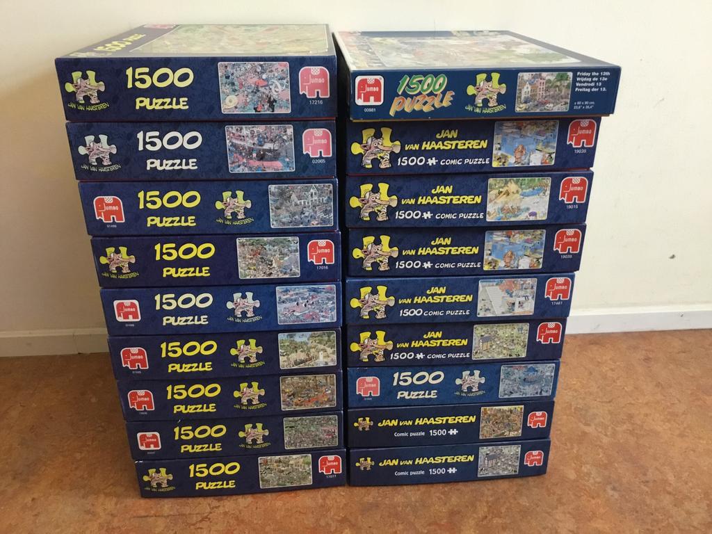 Grote collectie Jan van Haasteren puzzels (1500 stukjes), Ophalen of Verzenden, Meer dan 1500 stukjes, Gebruikt, Legpuzzel