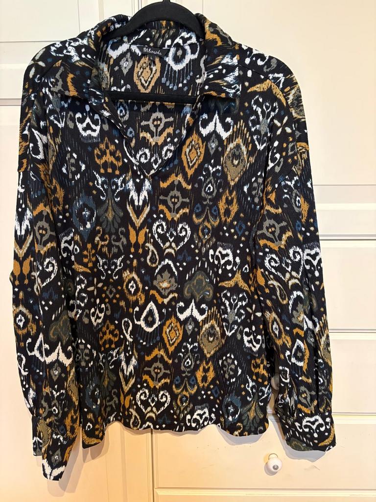 MS Mode top met print, maat L, Verzenden, Zo goed als nieuw, Maat 42/44 (L), Zwart