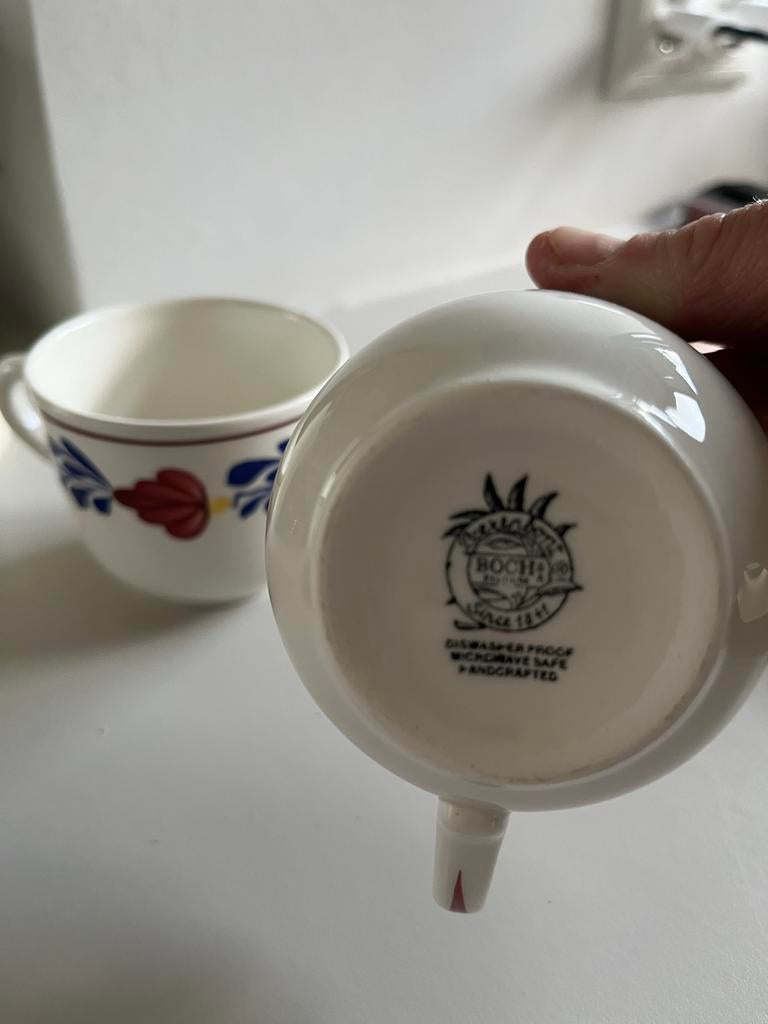 Boerenbont koffiekopjes Papa en Mama - puntgaaf, Keramiek, Ophalen of Verzenden, Zo goed als nieuw, Kop(pen) en/of Schotel(s)