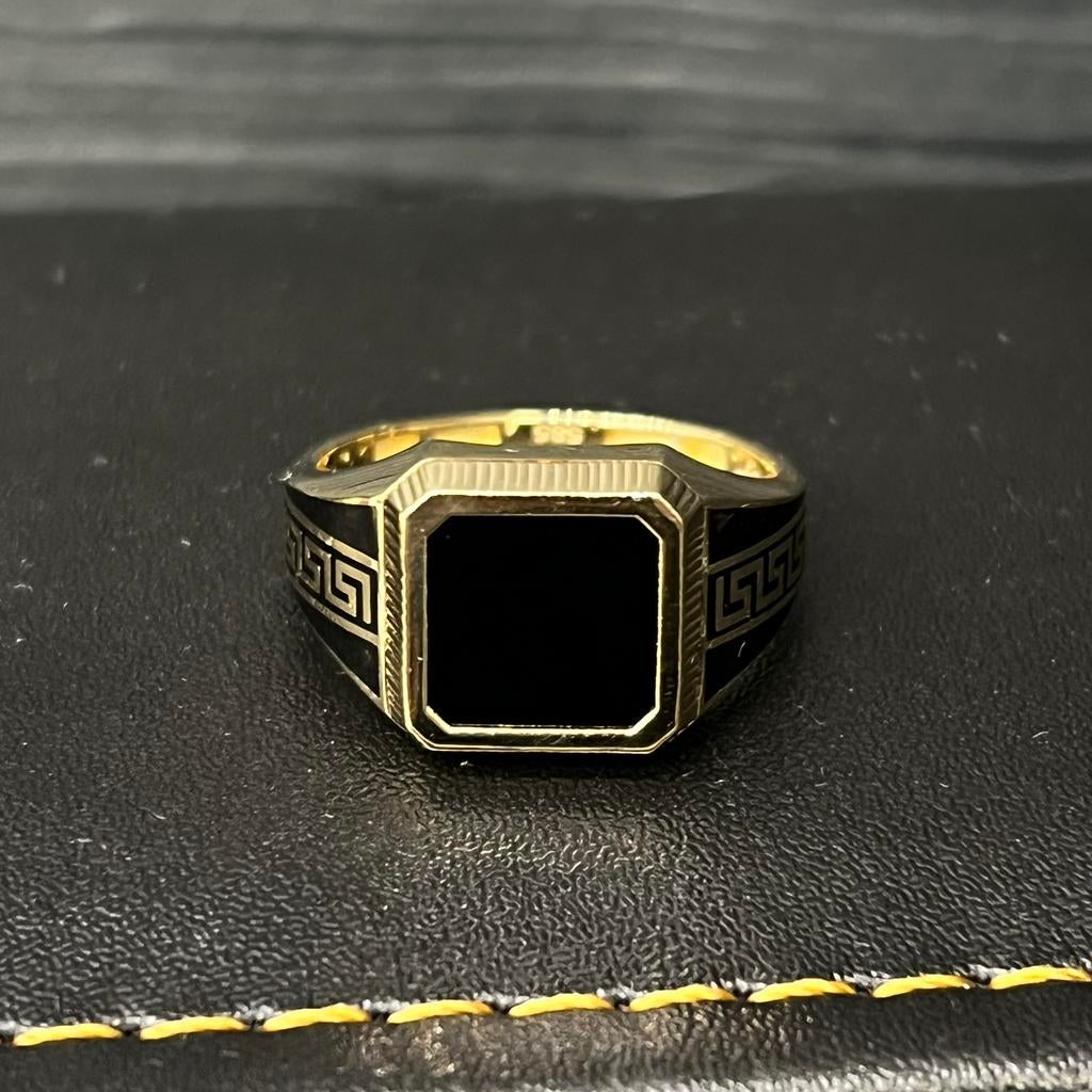 14 karaat gouden ring zegelring heren versace, Ophalen of Verzenden, Zo goed als nieuw, Goud, Dame