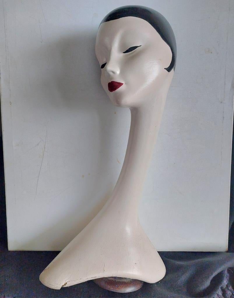 Vintage 62 cm Art Deco Mannequin Hoofd - Elegante Display, Ophalen of Verzenden