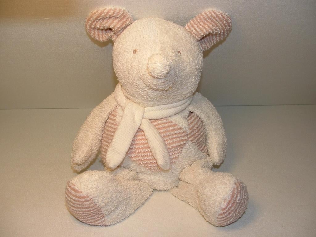 HAPPY HORSE MUIS GROOT BADSTOF WIT MET BEIGE, Ophalen of Verzenden, Nieuw, Overige typen