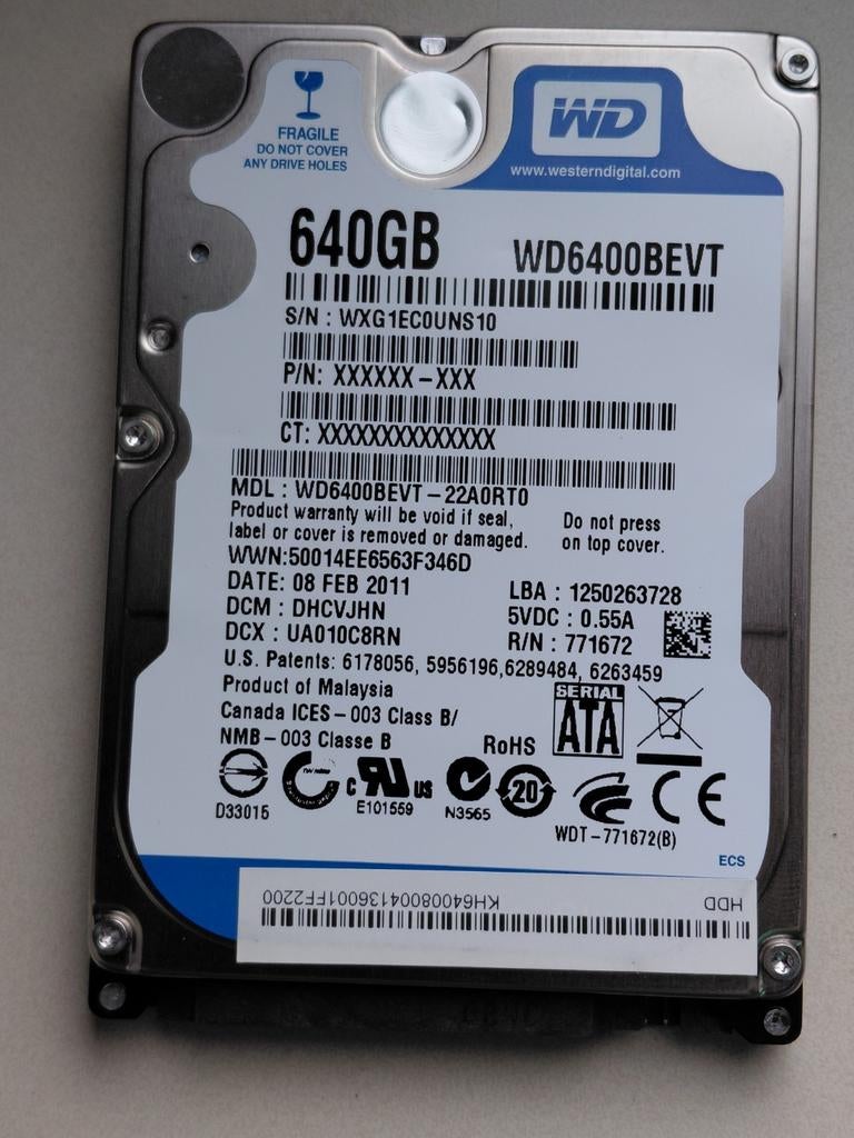 Hdd WD 640 GB, Computers en Software, Harde schijven, Ophalen of Verzenden, Desktop