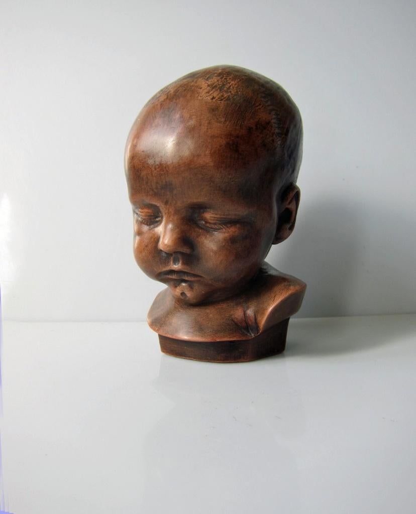Klassiek babykopje/ kinderkopje van H.F. Antheunis, gips, Overige typen, Overige onderwerpen, Minder dan 20 cm, Gips