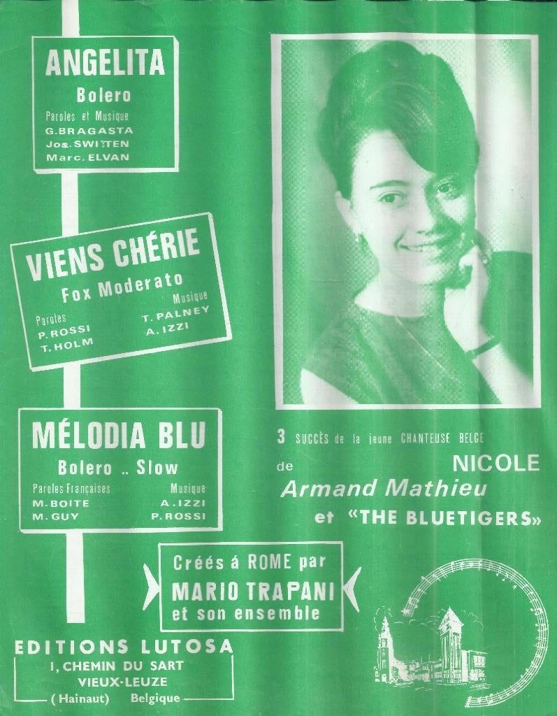 B0 58 bladmuziek nicole angelita - viens cherie melodia blu, Zang, Gebruikt, Klassiek, Ophalen of Verzenden
