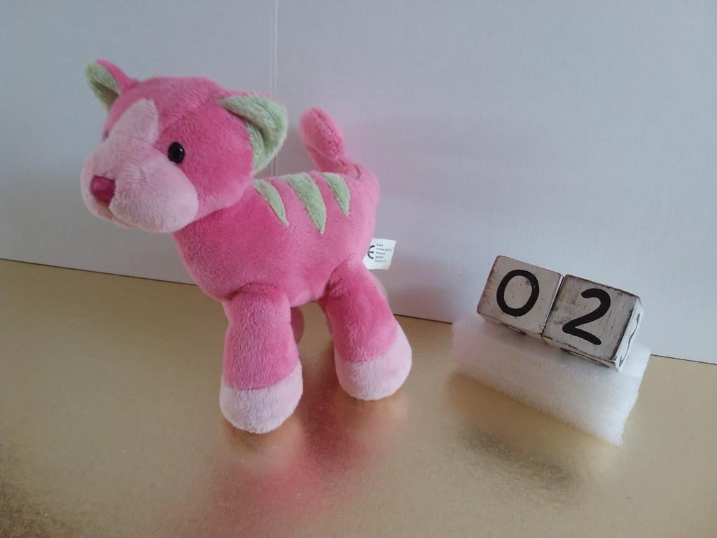 Kruitvat evora poes roze met groene details knuffel, Ophalen, Zo goed als nieuw