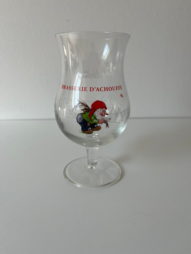 La Chouffe bierglas – origineel tulpglas met kabouter, Verzamelen, Biermerken, Ophalen, Zo goed als nieuw, Glas of Glazen, Overige merken