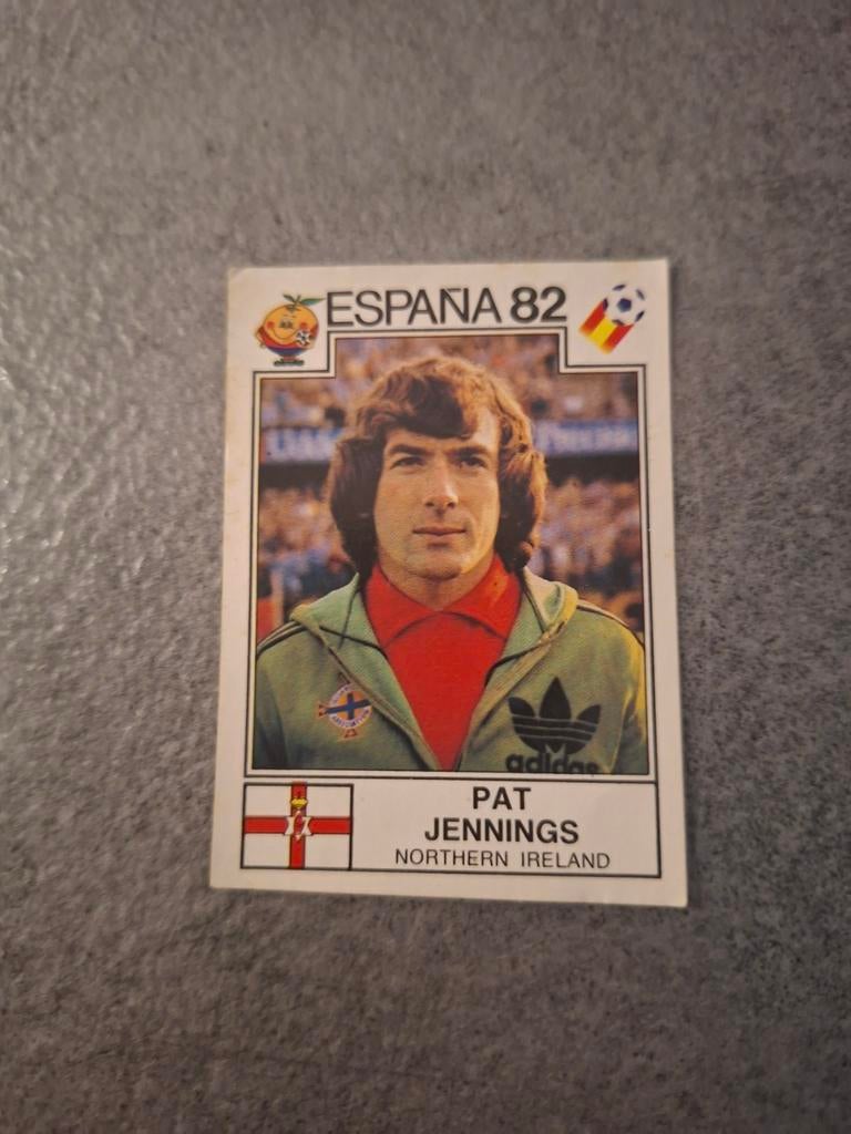 Panini sticker WK 82 Espana. Pat Jennings Noord-Ierland., Verzenden, Zo goed als nieuw, Sticker