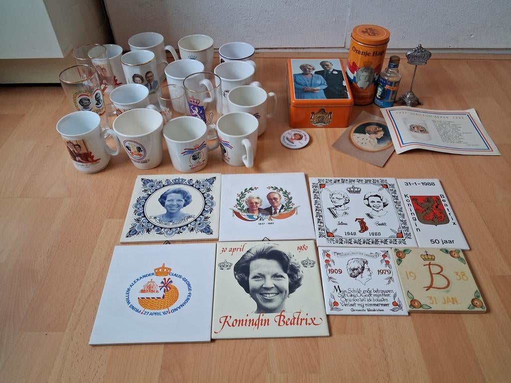 Diverse Koninklijk Huis items: bekers, glazen, tegels, etc., Verzamelen, Koninklijk Huis en Royalty, Ophalen of Verzenden, Gebruikt