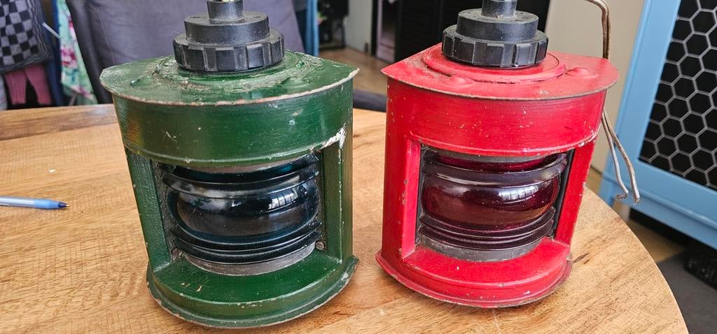 Antieke Stuurboord en Bakboord Navigatielampen, Antiek en Kunst, Ophalen of Verzenden