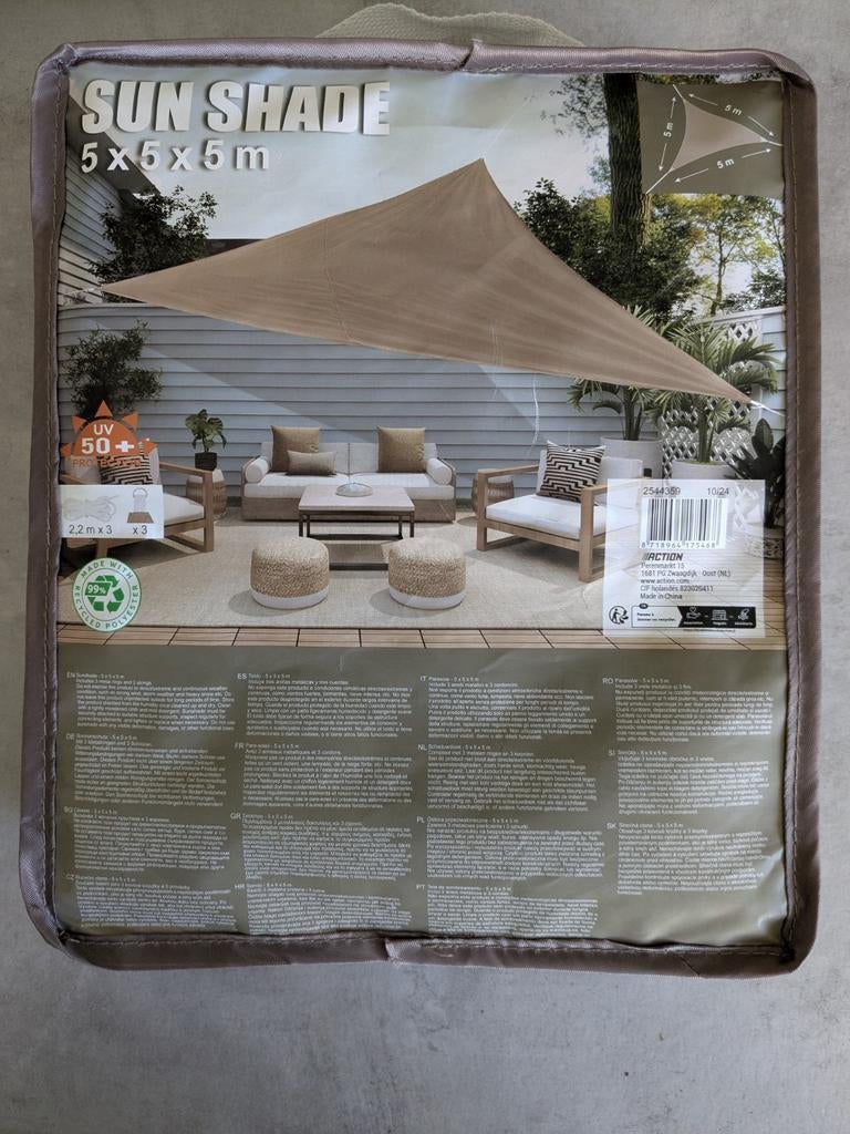 Schaduwdoek. NIEUW. 5x5x5, Ophalen of Verzenden, Nieuw