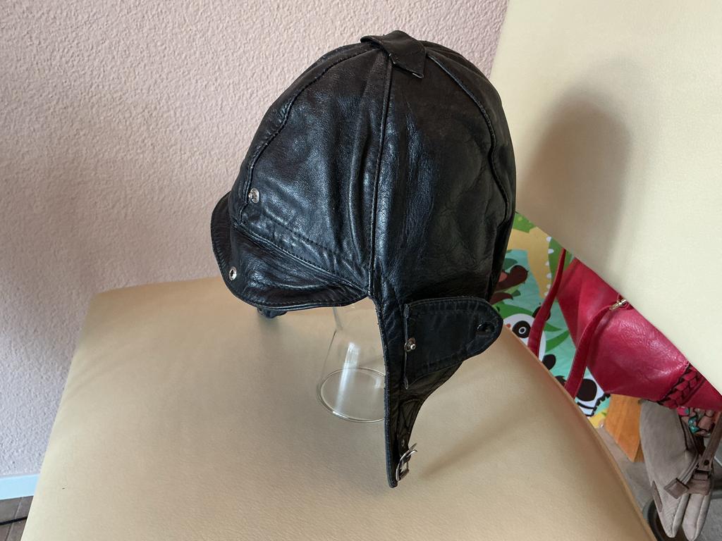 Antieke lederen motorhelm (muts) met handschoenen - Klassiek, Ophalen of Verzenden, Heren