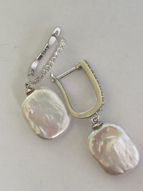 Prachtige Parel Oorbellen Witte Keshi Barok Parels Zilver, Sieraden, Tassen en Uiterlijk, Oorbellen, Hangers, Wit, Nieuw, Ophalen of Verzenden