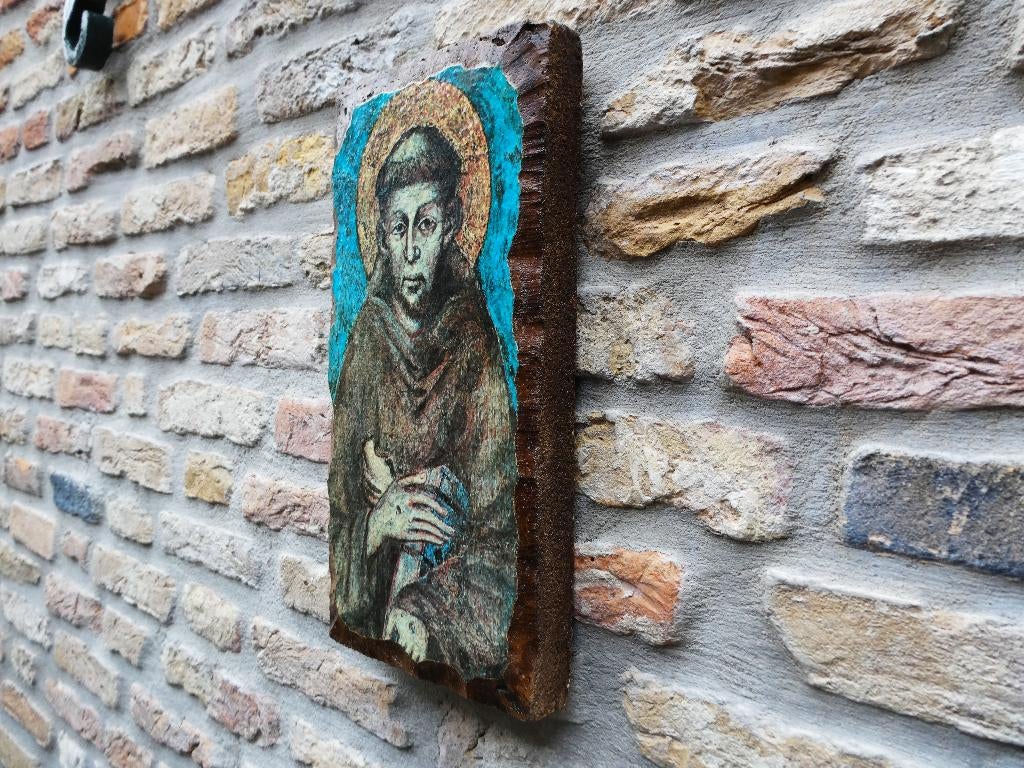 St. Franciscus van Assisi Italië afgebeeld op steen, Antiek en Kunst, Ophalen of Verzenden